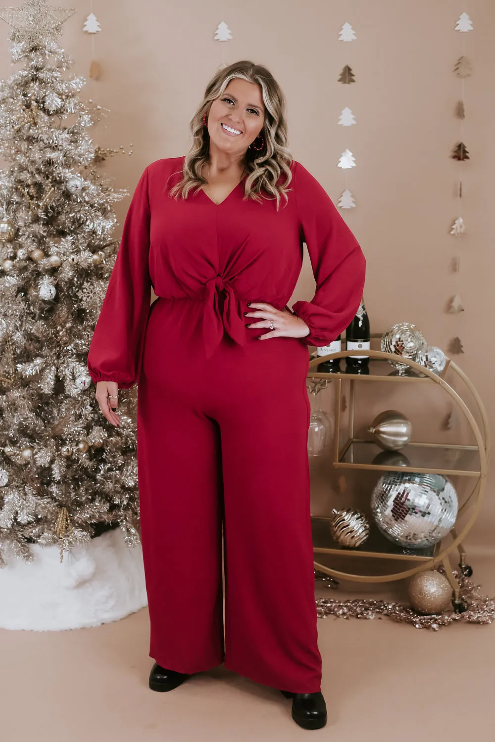 Black Tie Event Wide Leg Jumpsuit, red