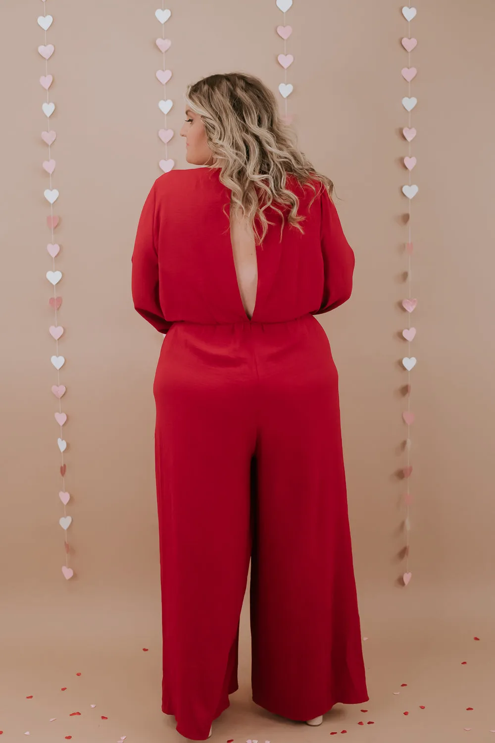 Black Tie Event Wide Leg Jumpsuit, red
