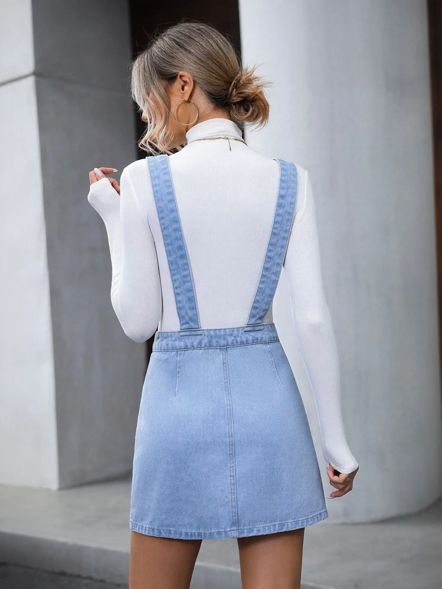 Blue Denim Pinafore Dress
