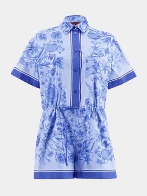 Blue Floral Cotton Jumpsuit