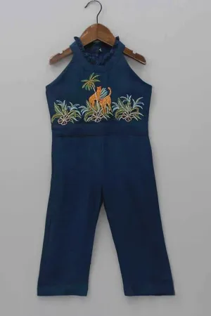 Blue Hand Embroidered Jumpsuit