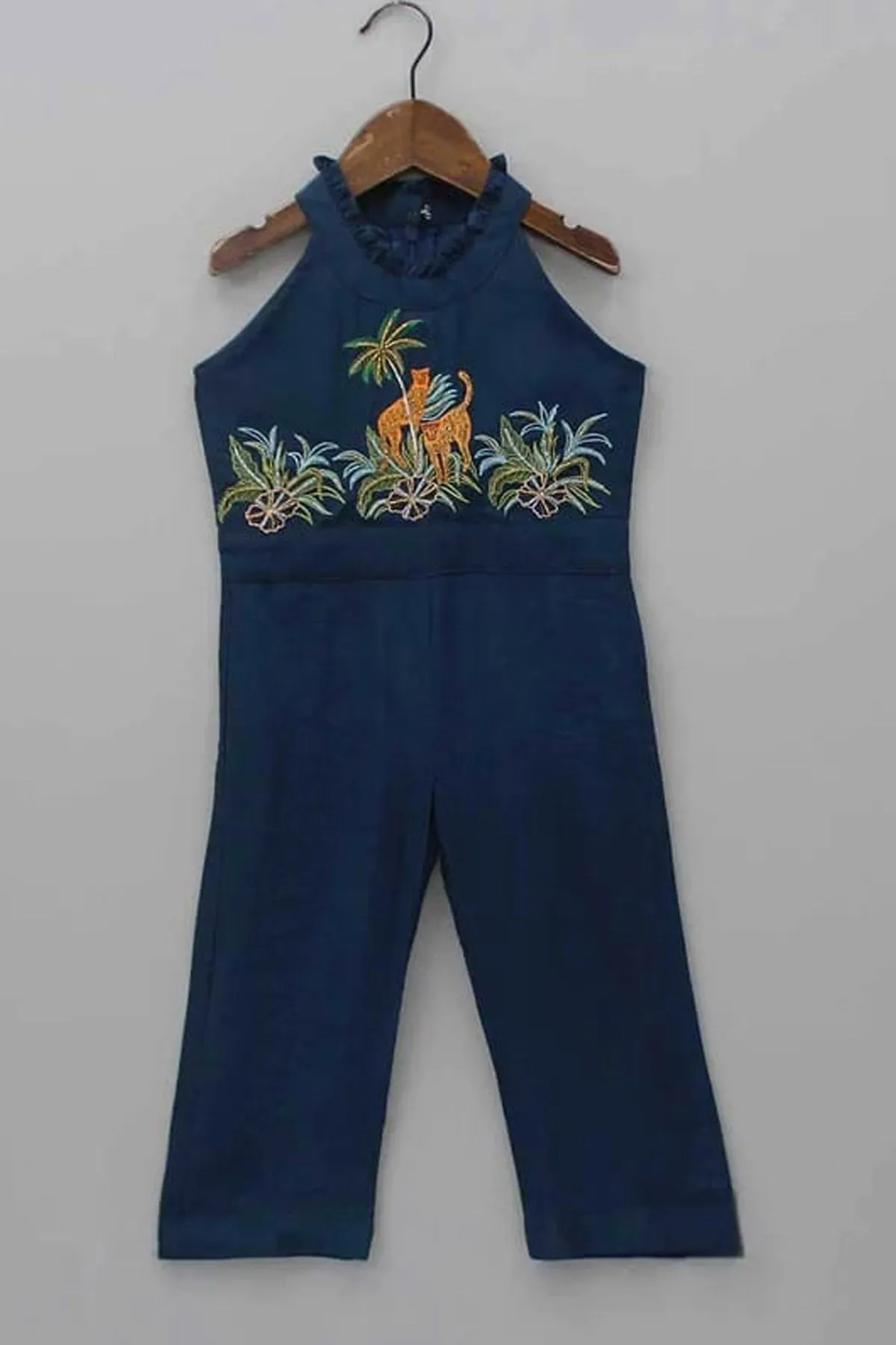 Blue Hand Embroidered Jumpsuit