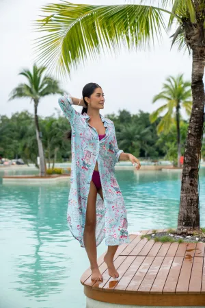 Blue Pompeii Shirt Dress - Resort Collection