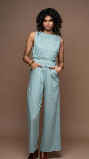 Boatneck Beauty Jumpsuit in Sea Green