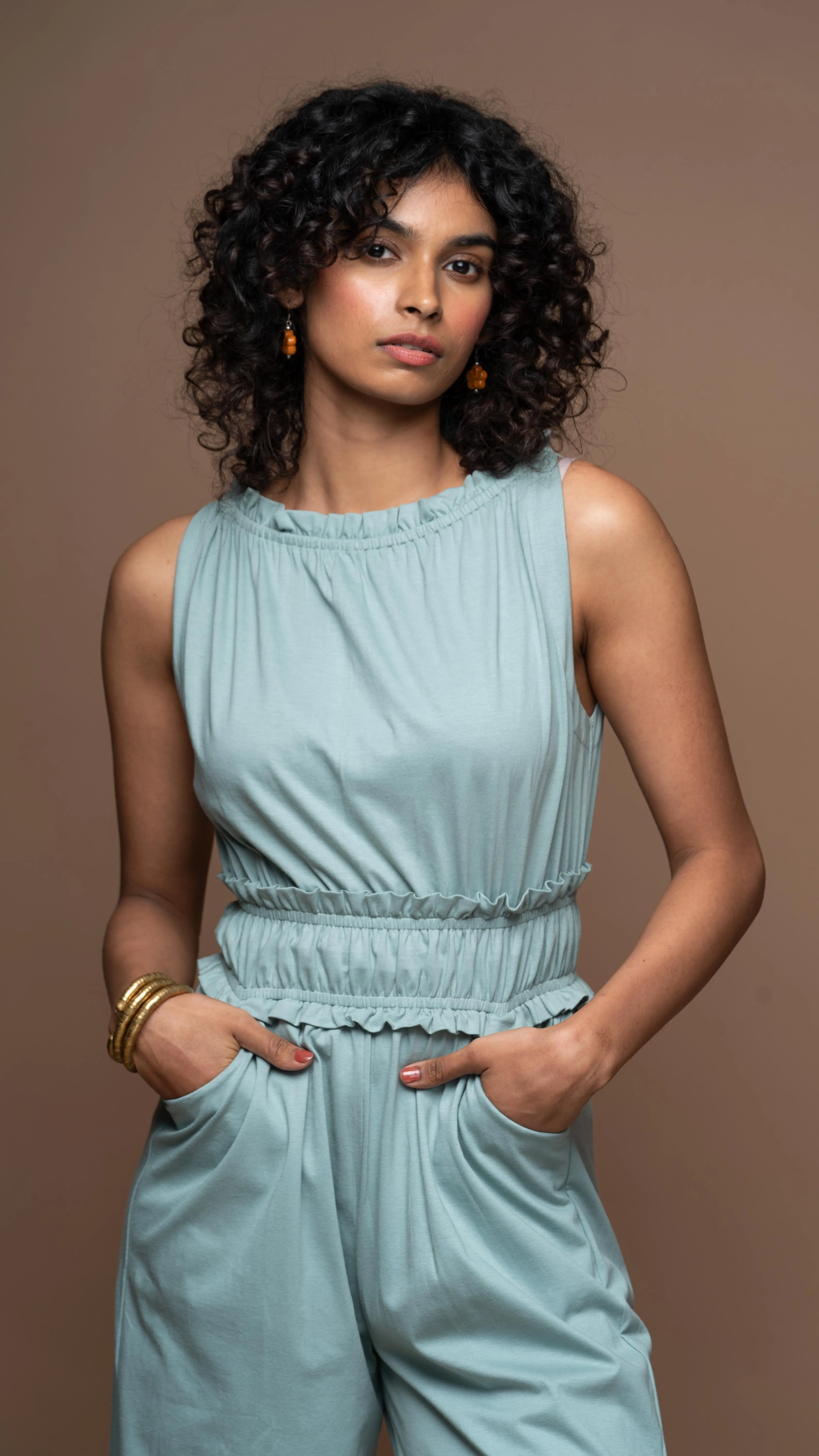 Boatneck Beauty Jumpsuit in Sea Green