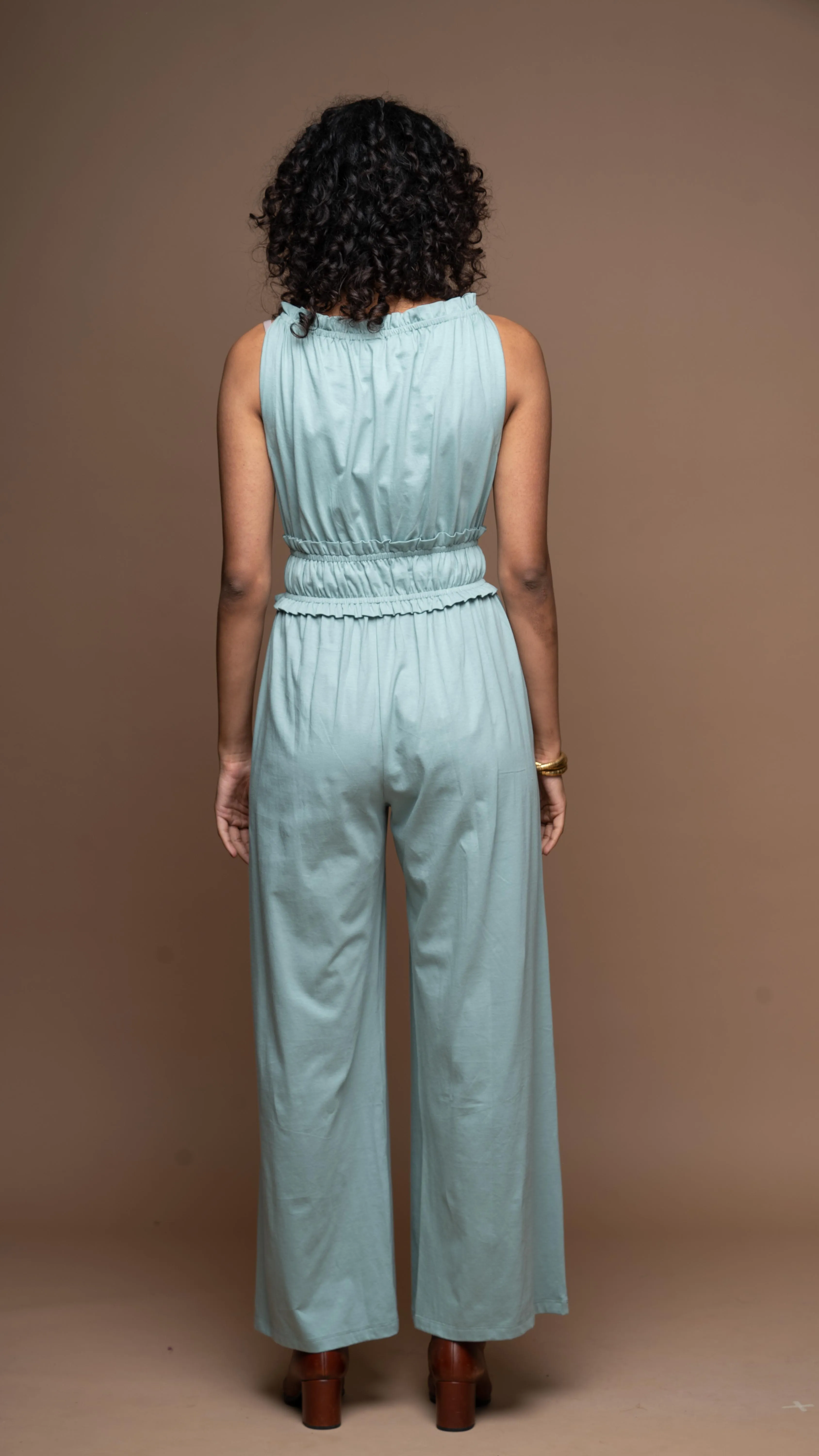 Boatneck Beauty Jumpsuit in Sea Green