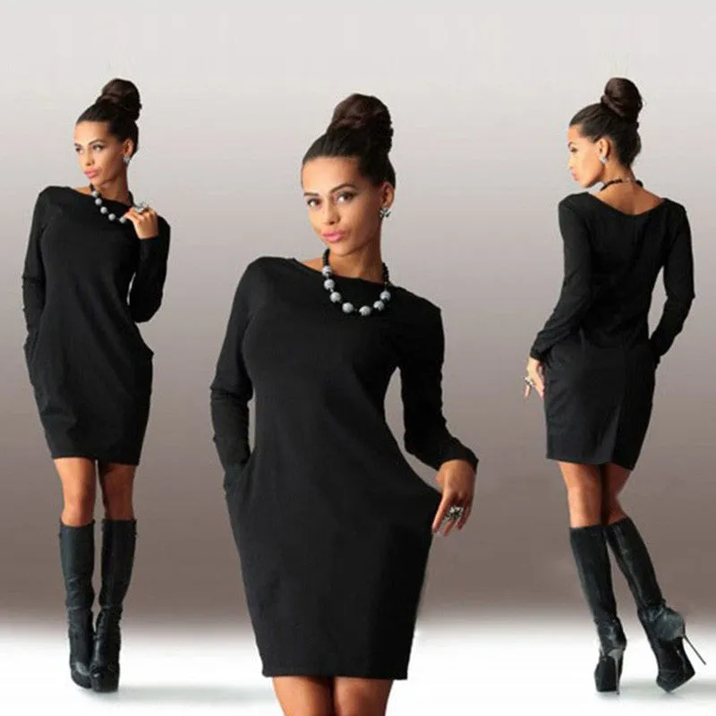 Brand Autumn Winter Women Dress O neck Long Sleeve Office Dress Fashion Slim Bodycon Dress Women's Mini Dresses