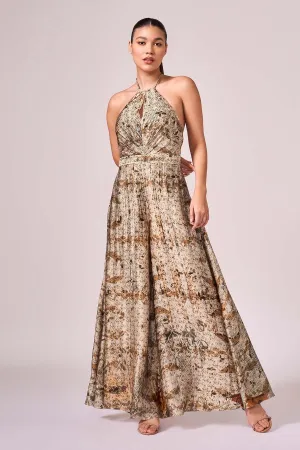 Brown Abstract Printed Jumpsuit