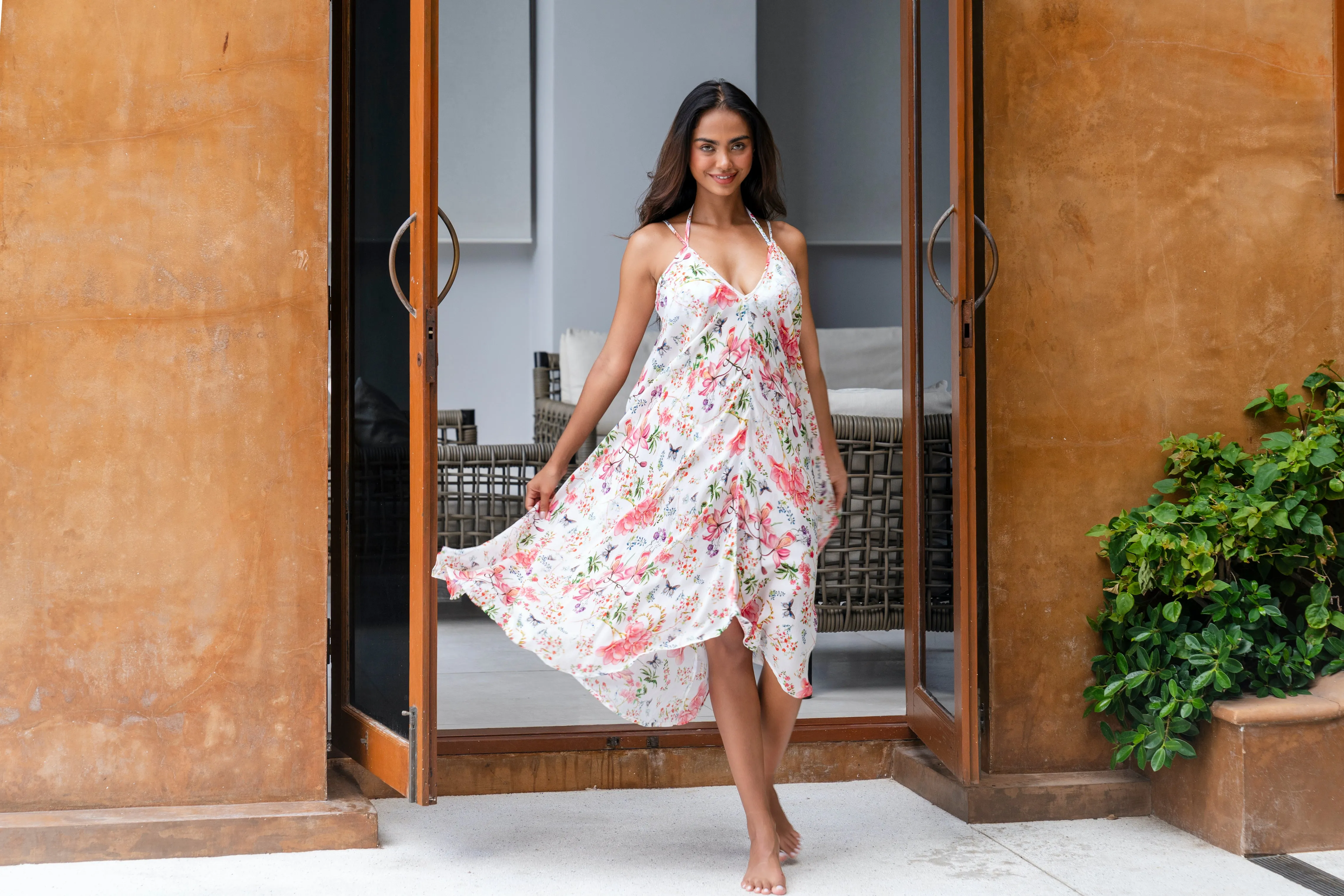 Butterfly Hill Top Dress w Halter Shoulder Straps - Resort Collection