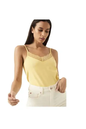 Camisole jaune dentelles devant Garcia