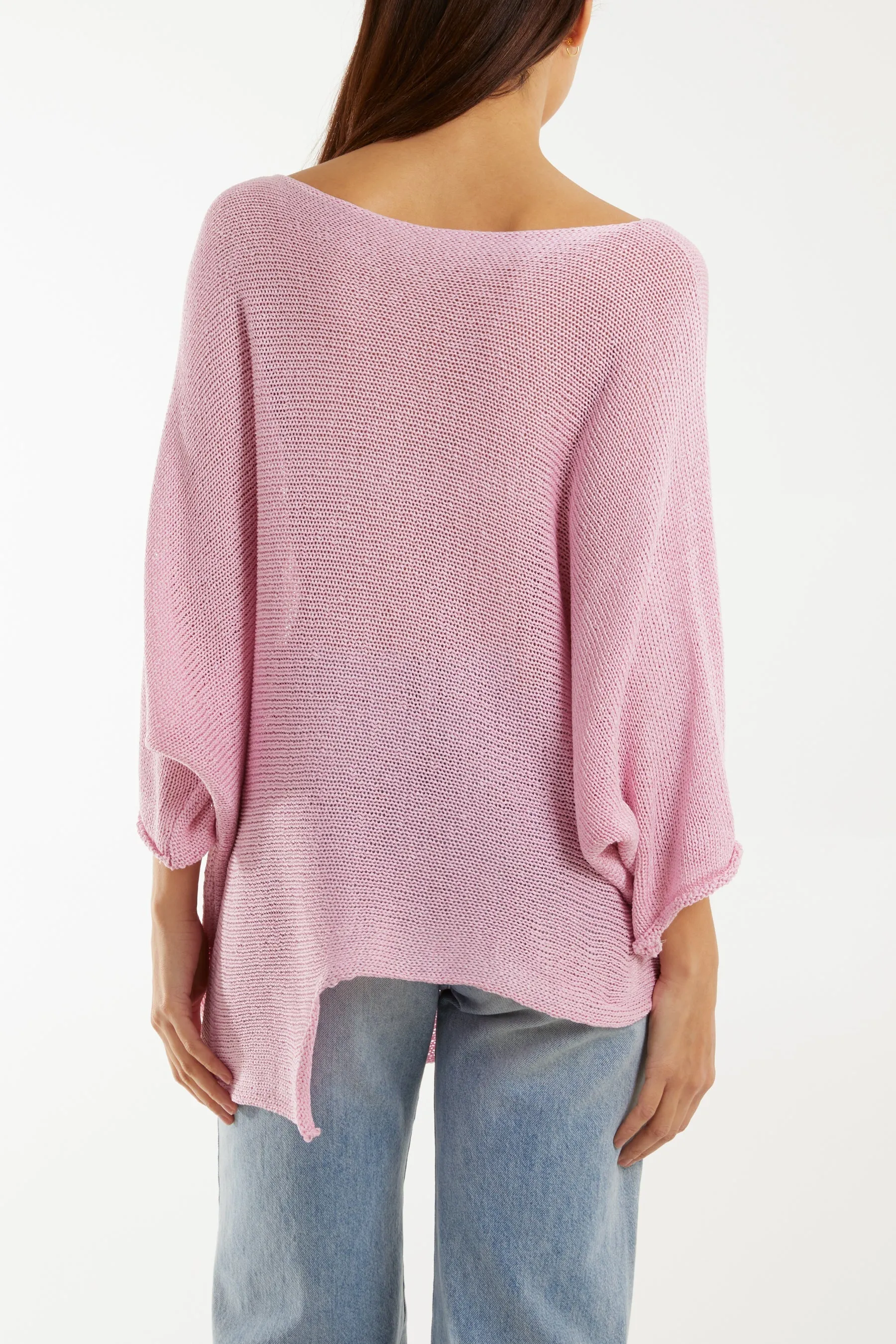Cotton Crochet Asymmetric Hem Jumper
