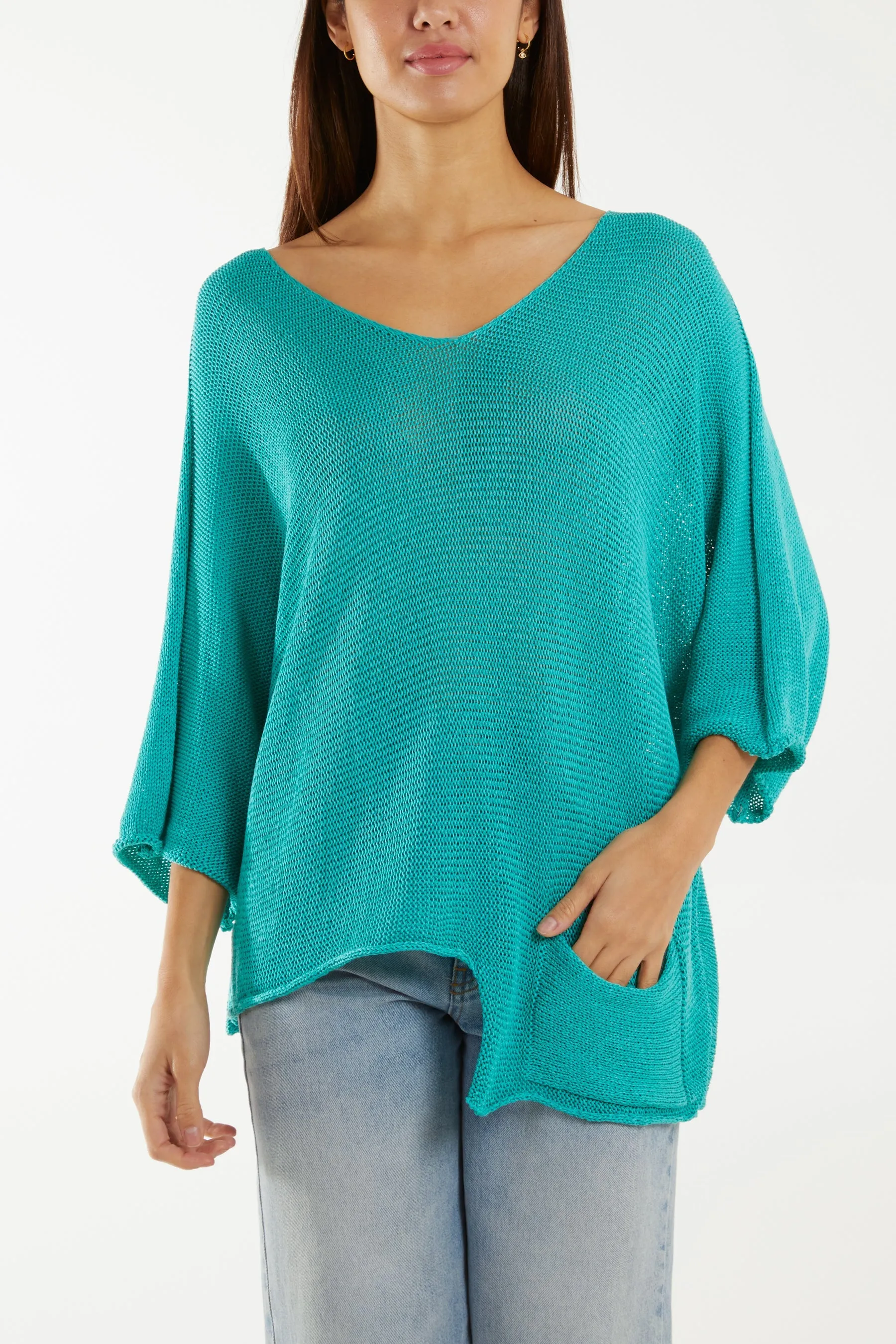 Cotton Crochet Asymmetric Hem Jumper