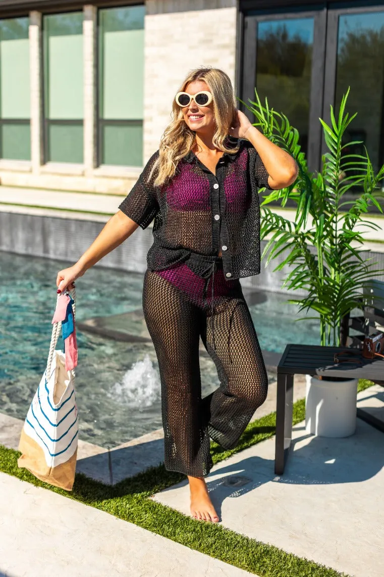 Cover-Up Crochet Shirt, Black