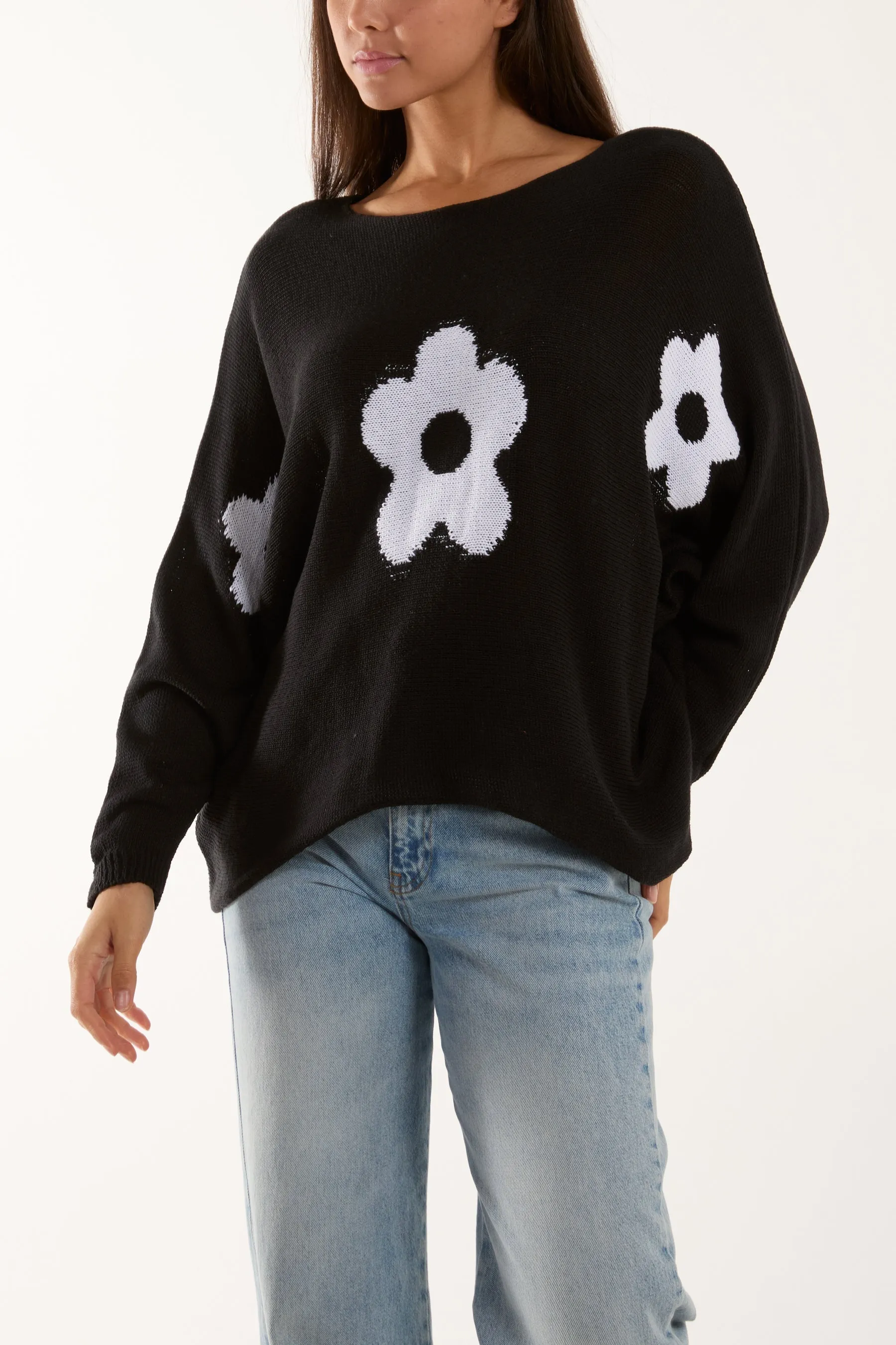 Daisies High Low Batwing Jumper