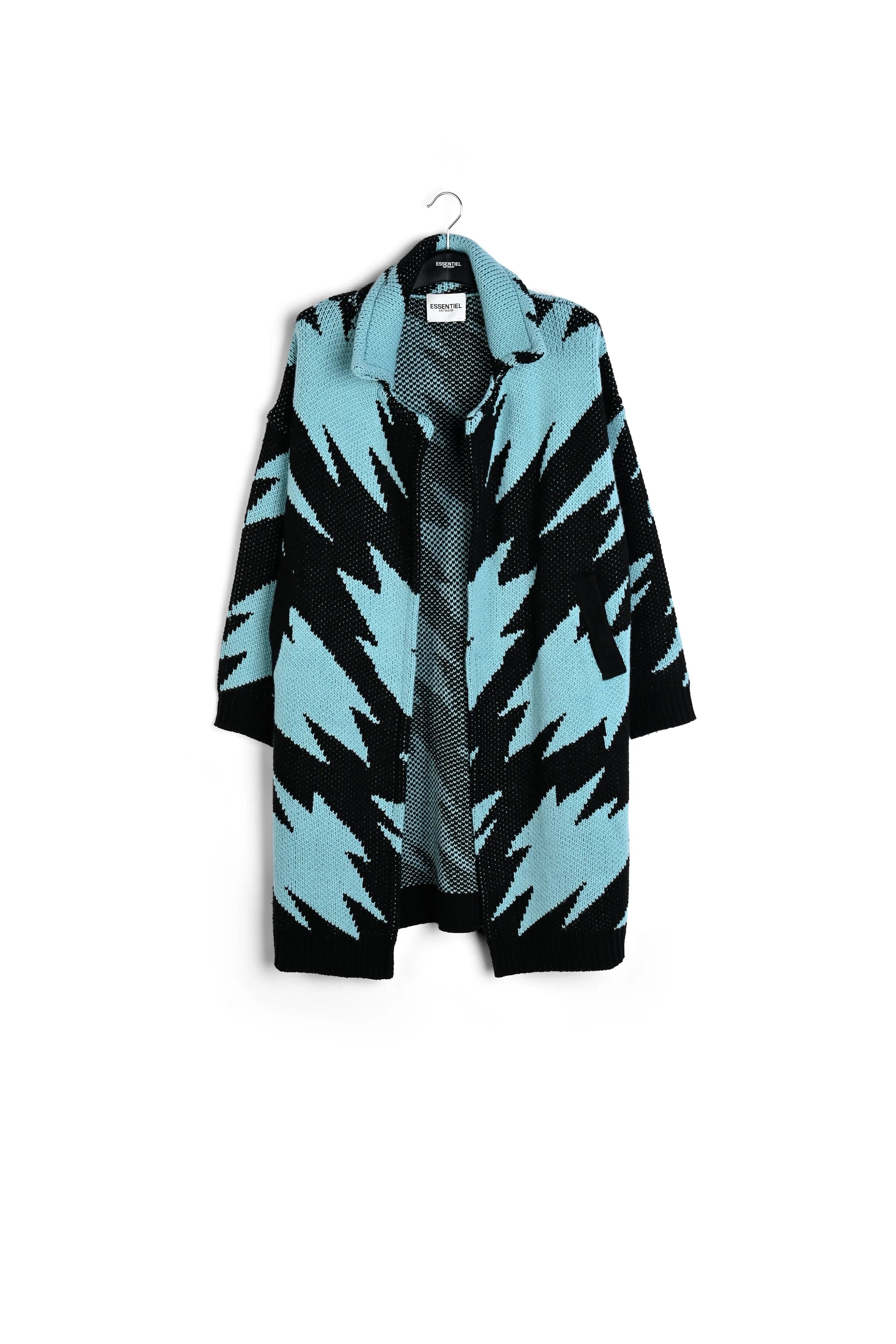 Dark and light blue knitted coat