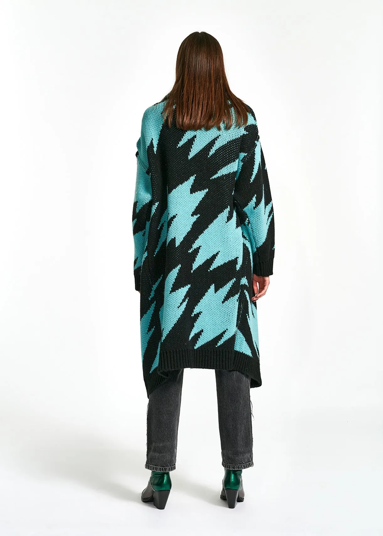 Dark and light blue knitted coat