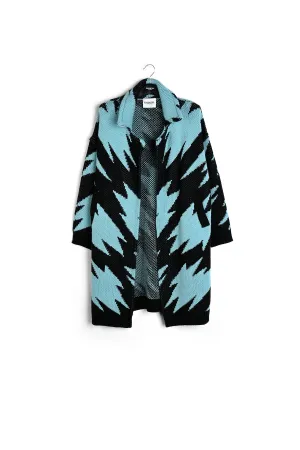 Dark and light blue knitted coat