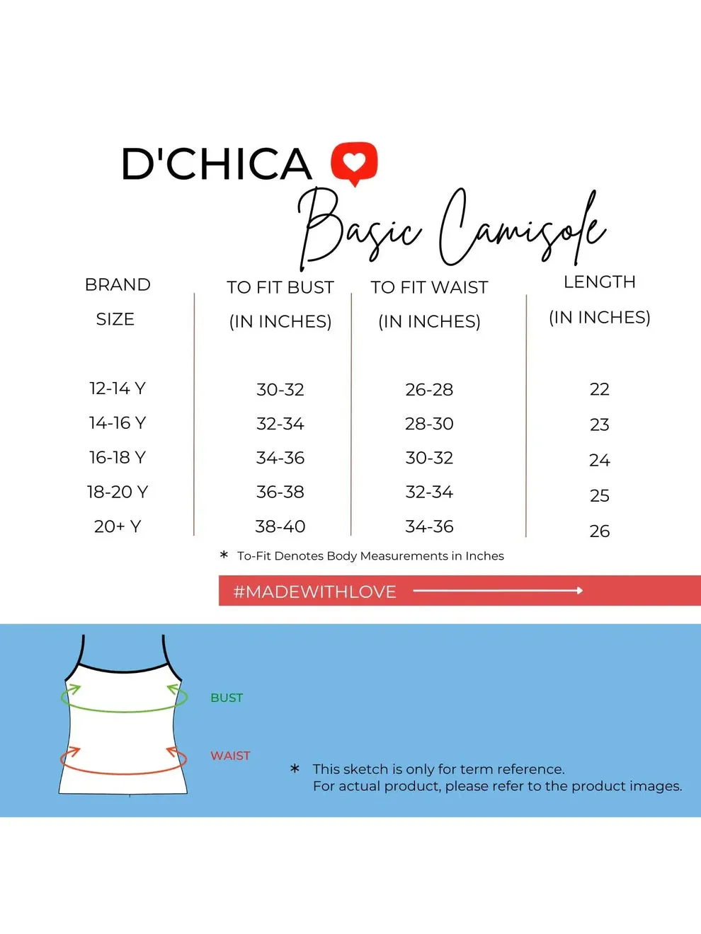 D'chica Black Basic Cotton Camisole for Girl Pack of 1, Soft, Sleeveless, Lightweight, and Perfect for Everyday Wear