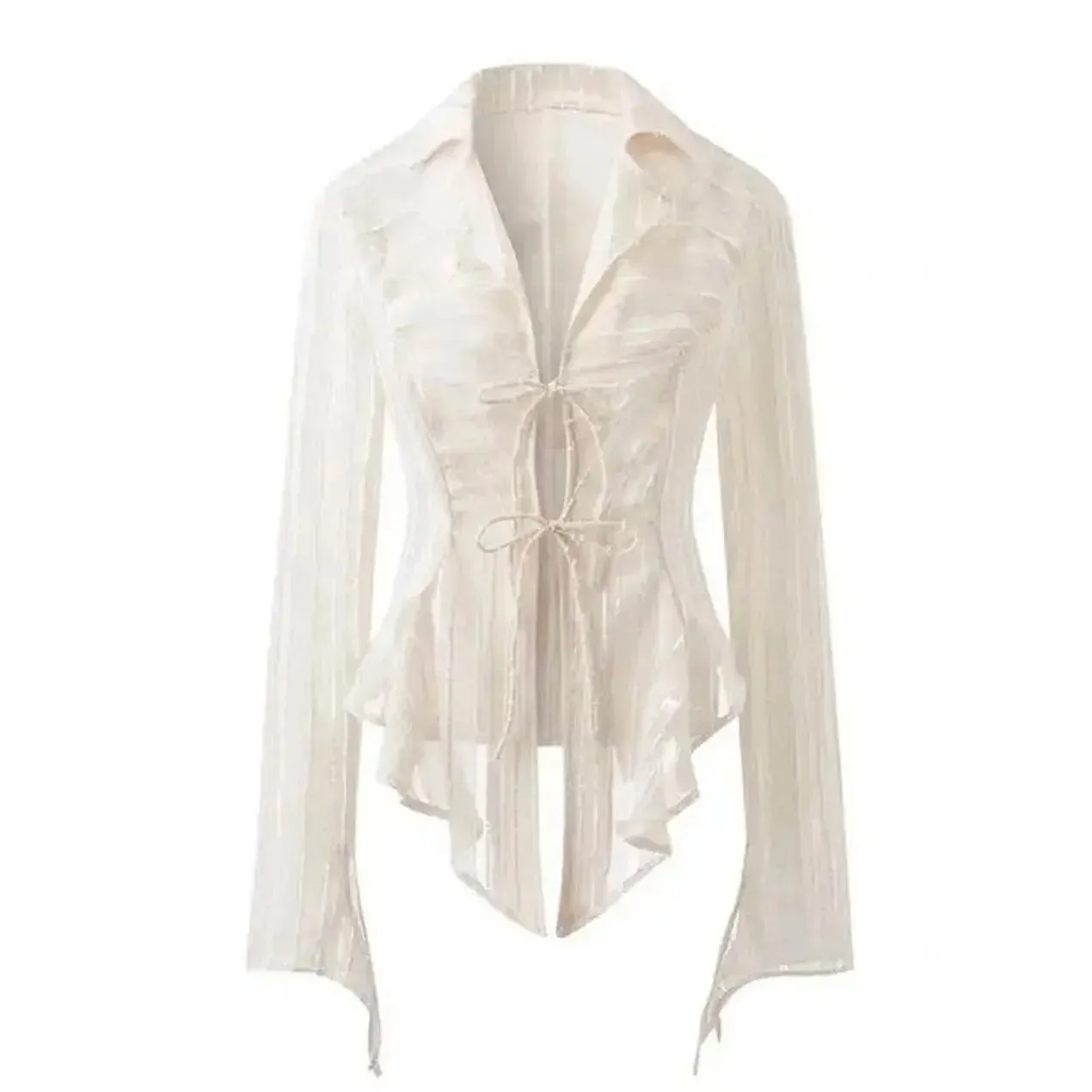 Deeptown Fairycore Lace-Up Blouse