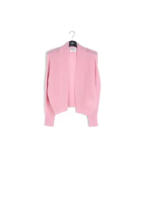 Dusty pink light knitted open cardigan