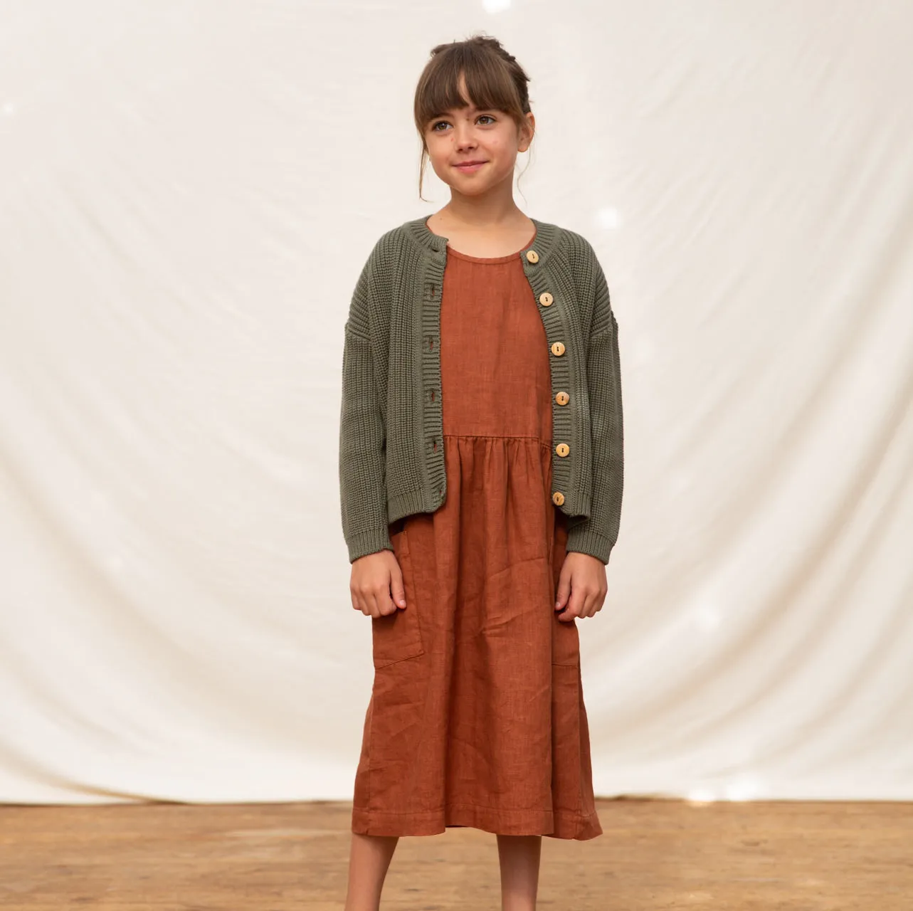 Eden Dress in 100% Linen - Milk (9-10y) *Last One!