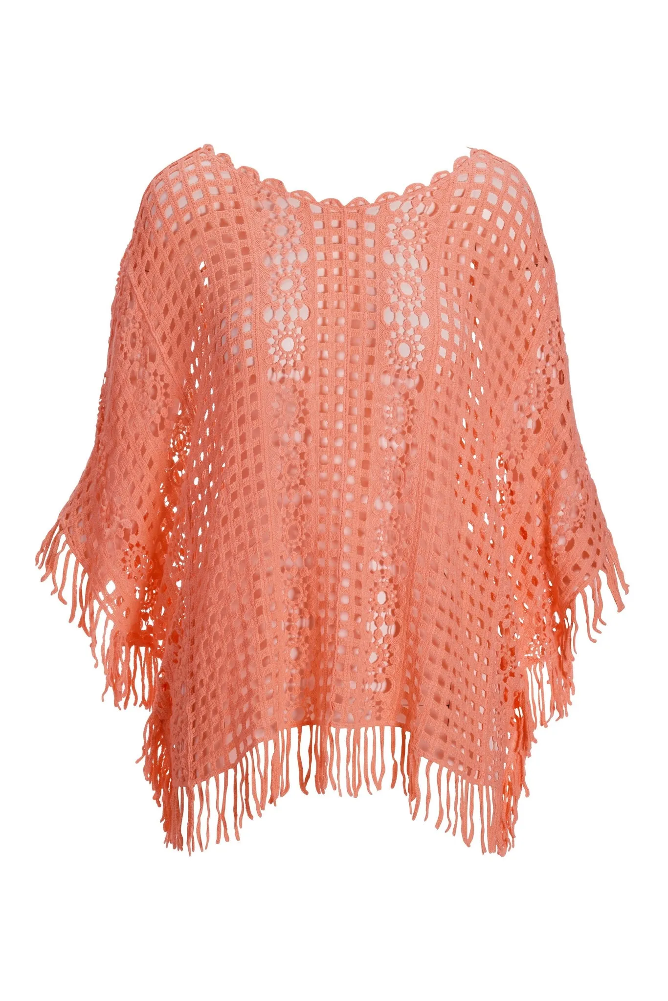 Effortless Crochet Pullover Poncho Peach Bud