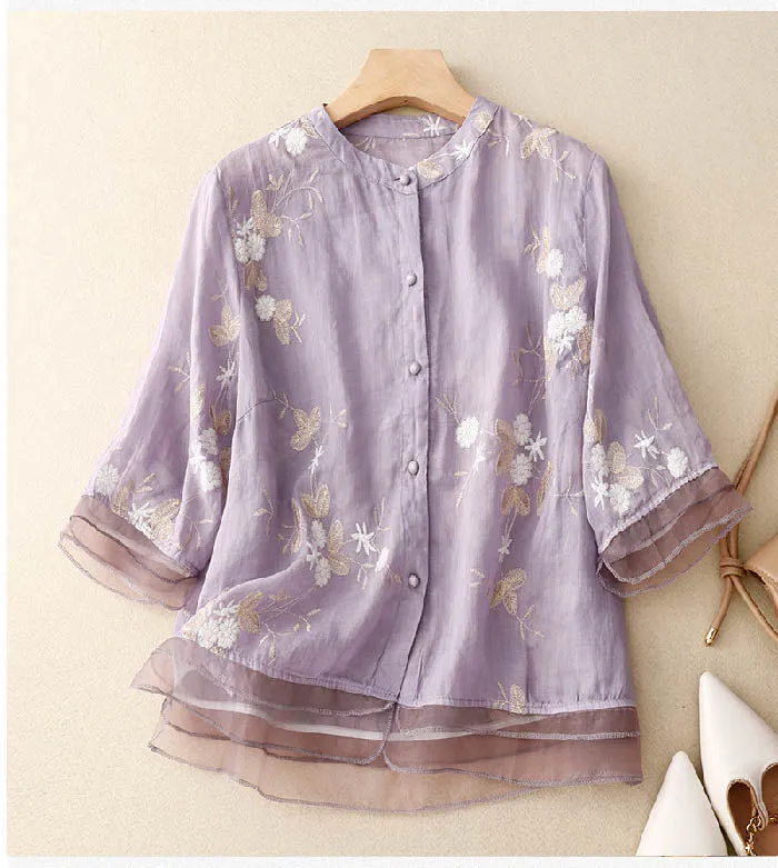 Elegant Embroidered Cotton Blouse
