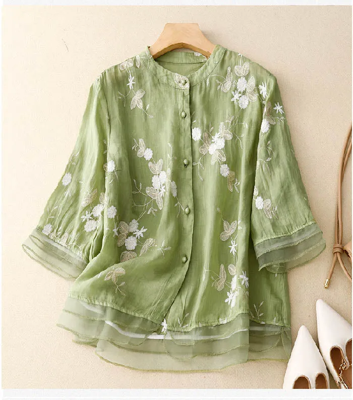 Elegant Embroidered Cotton Blouse