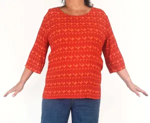 Elm red and orange print half sleeve top size 16