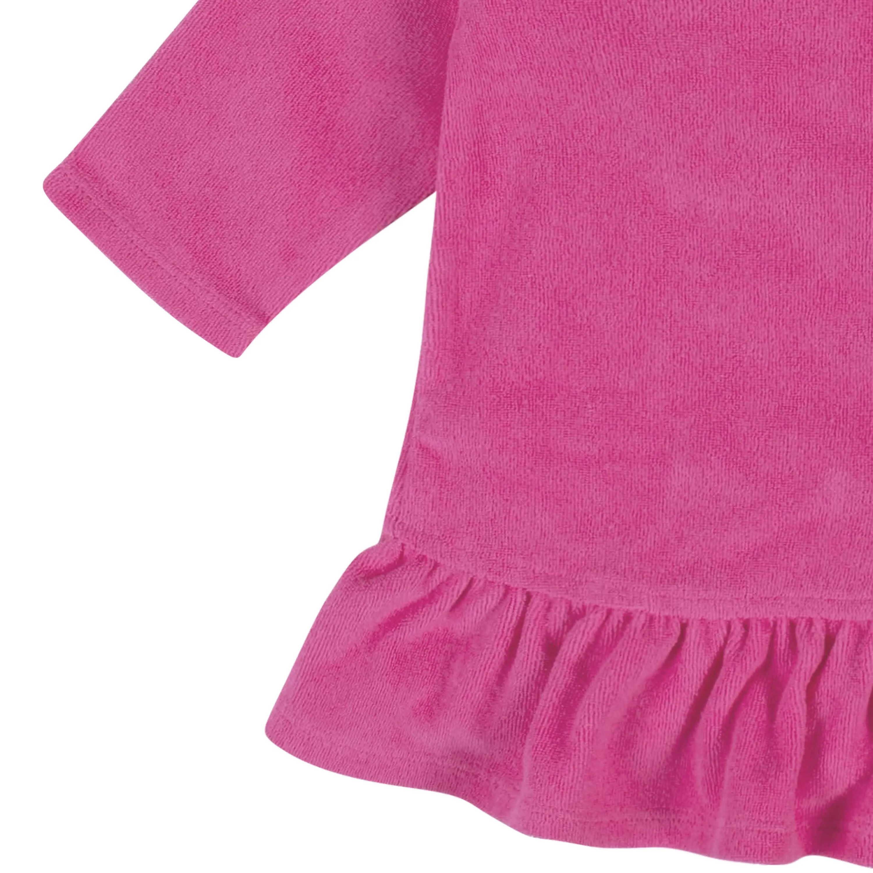 Embroidered Baby & Toddler Girls Pink Hooded Zip Front Terry Swim Coverup