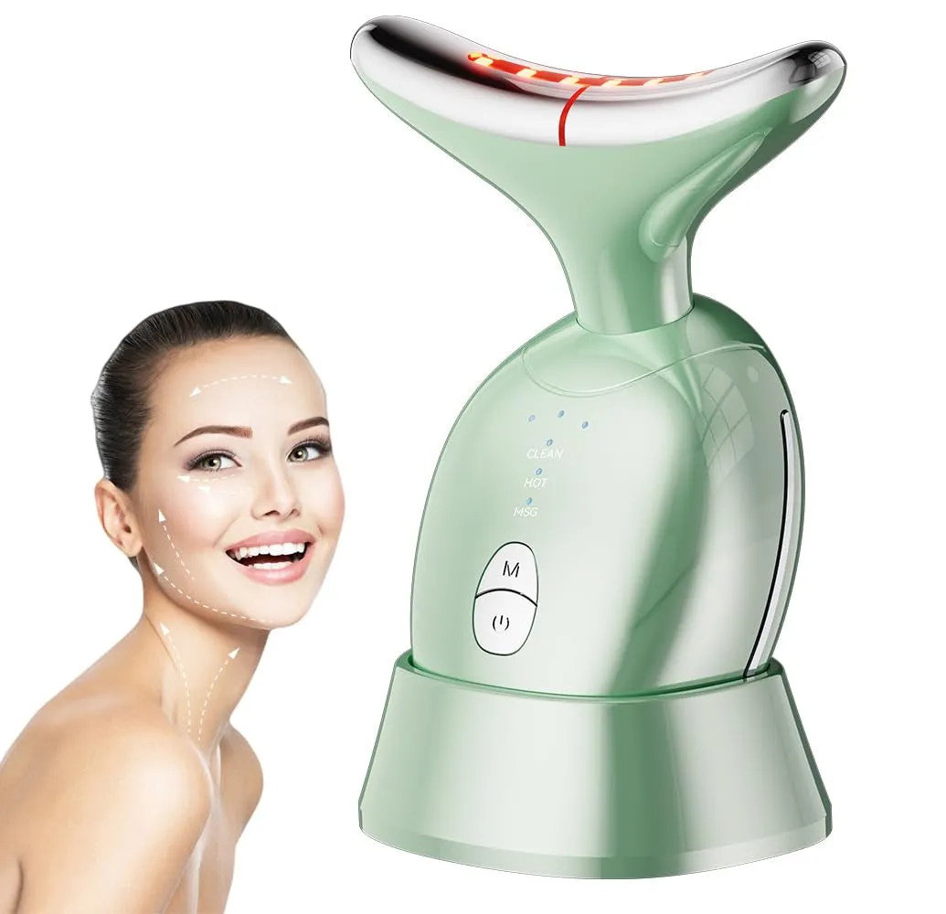 Face Massager Tool，7-In-1 Facial Massager, Face Sculpting Tool with Thermals and Vibration，3 Modes Portable Face Neck Device for Skin Care (White)