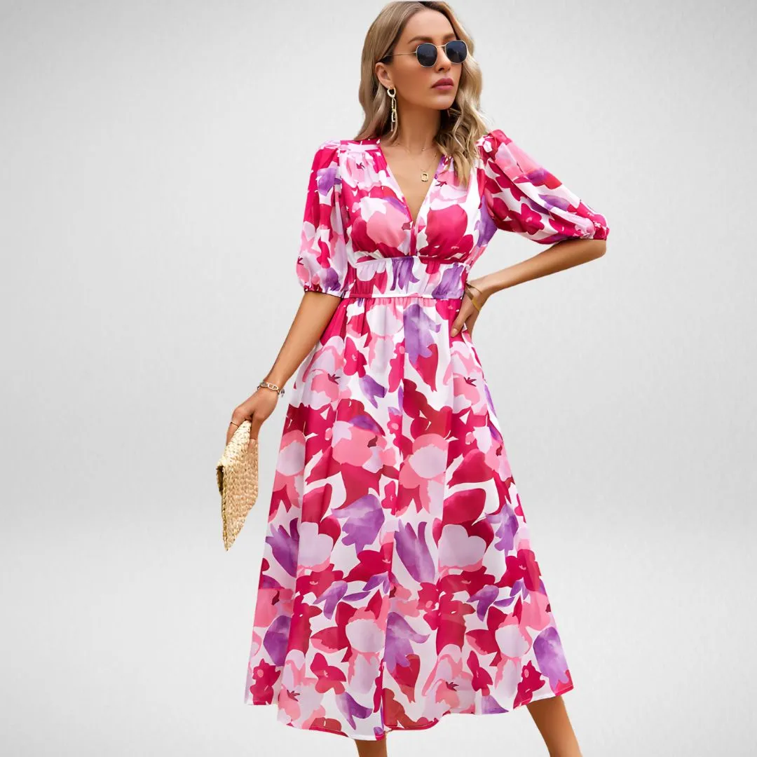 Faelina™️ - Charming V-Neck Dress