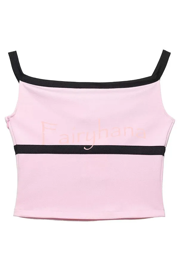 Fashion Contrast Bow Sleeveless Slim Fit Top
