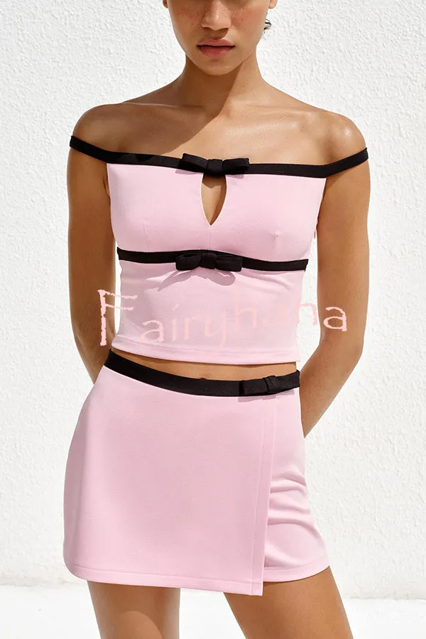 Fashion Contrast Bow Sleeveless Slim Fit Top