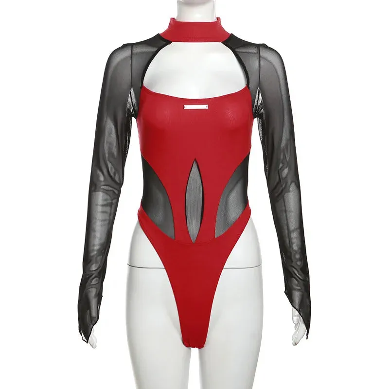 Features of Gothic Dark Sheer Mesh Bodysuit