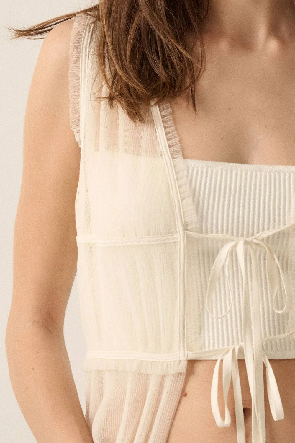 Festival Tulle Ruffled Tie-Front Maxi Top
