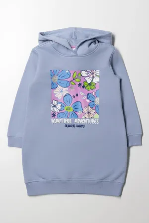 Floral Hooded Dress Blue
