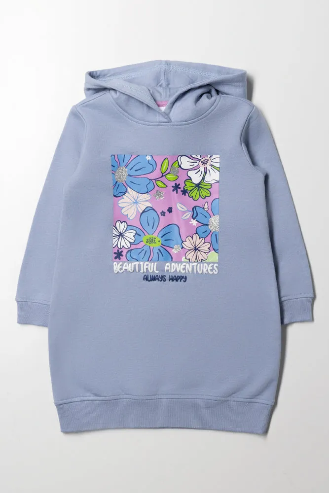 Floral Hooded Dress Blue