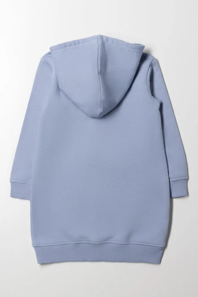 Floral Hooded Dress Blue