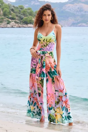 Floral Printed Cover Up Pant Lilac Multi