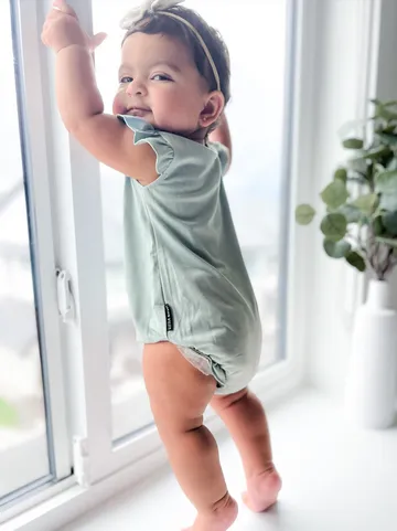 FLUTTER SLEEVE ONEPIECE - SEA GLASS