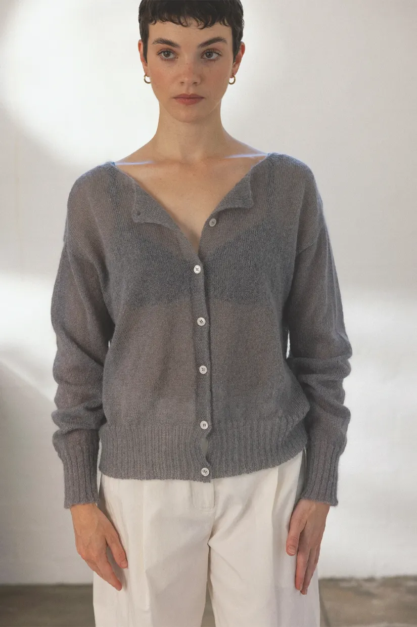 Francie The Fleur Cardigan - Pearl Grey
