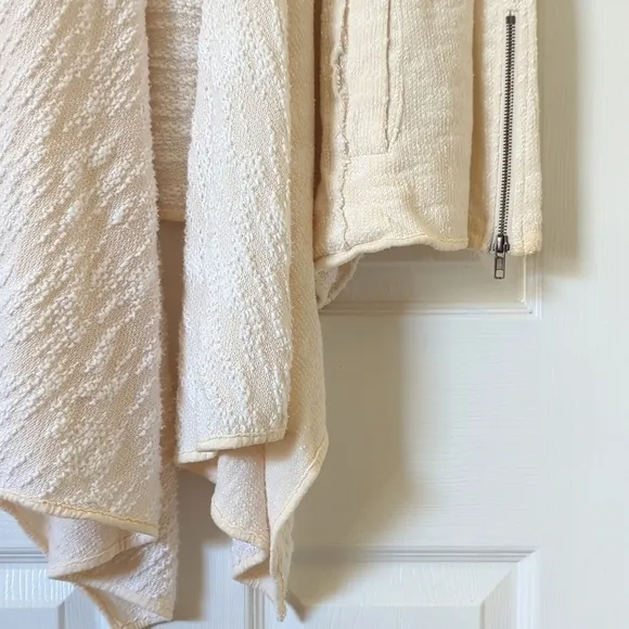 Free People In The Loop Boho Draped Open Front Knit Cardigan Sweater Cream XS