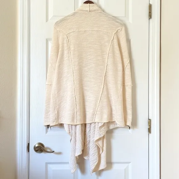 Free People In The Loop Boho Draped Open Front Knit Cardigan Sweater Cream XS