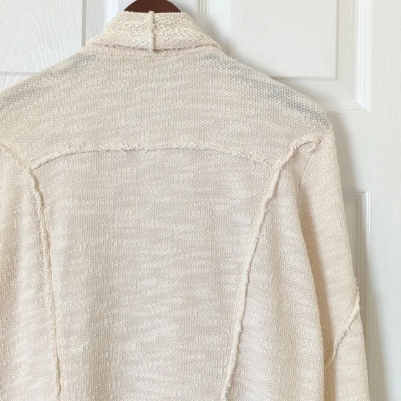 Free People In The Loop Boho Draped Open Front Knit Cardigan Sweater Cream XS