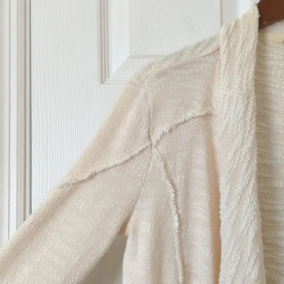 Free People In The Loop Boho Draped Open Front Knit Cardigan Sweater Cream XS