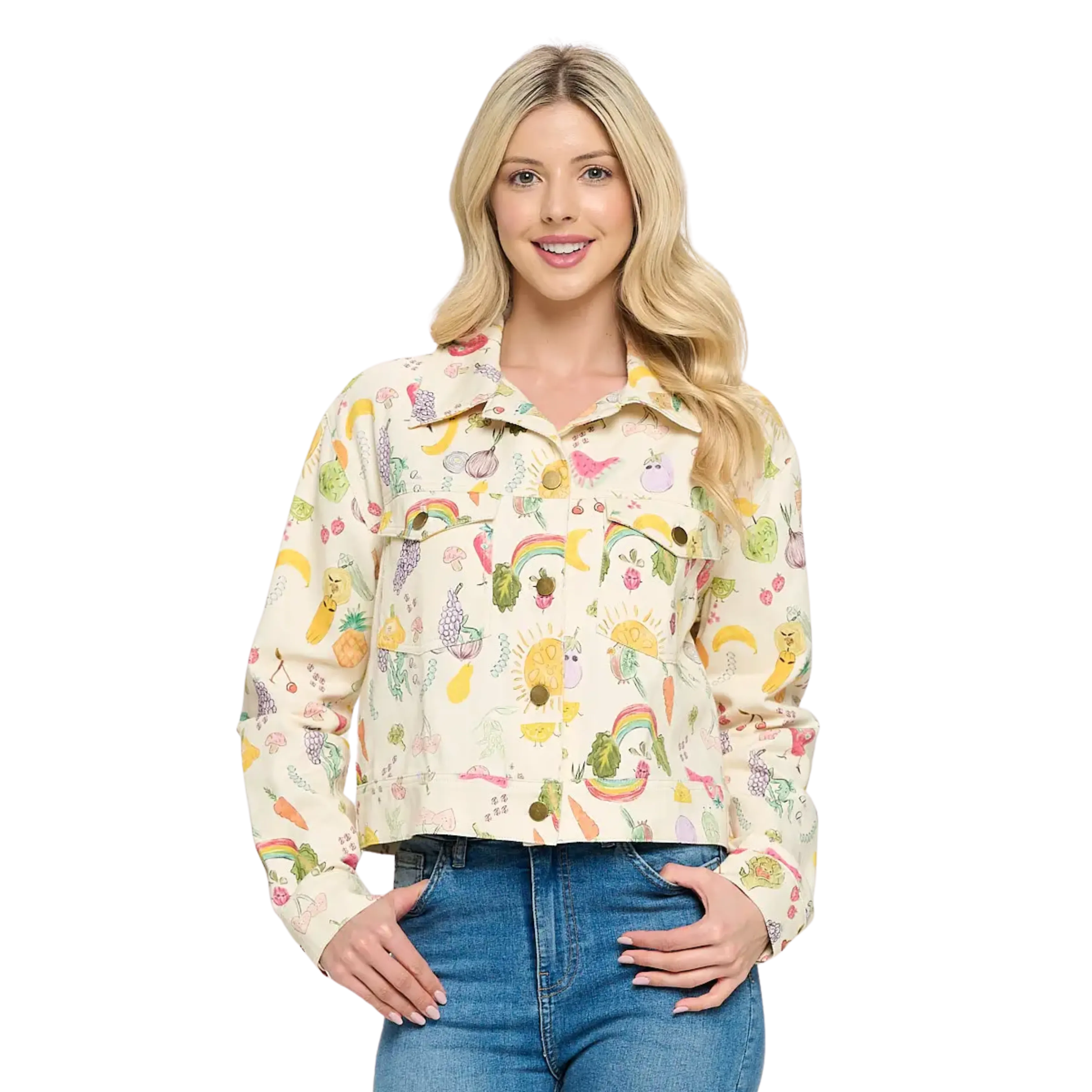 Fruits and Veggies Print Jacket