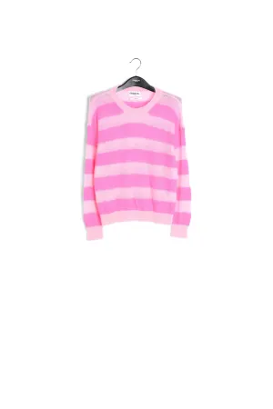Fuchsia and light pink striped light knit sweater