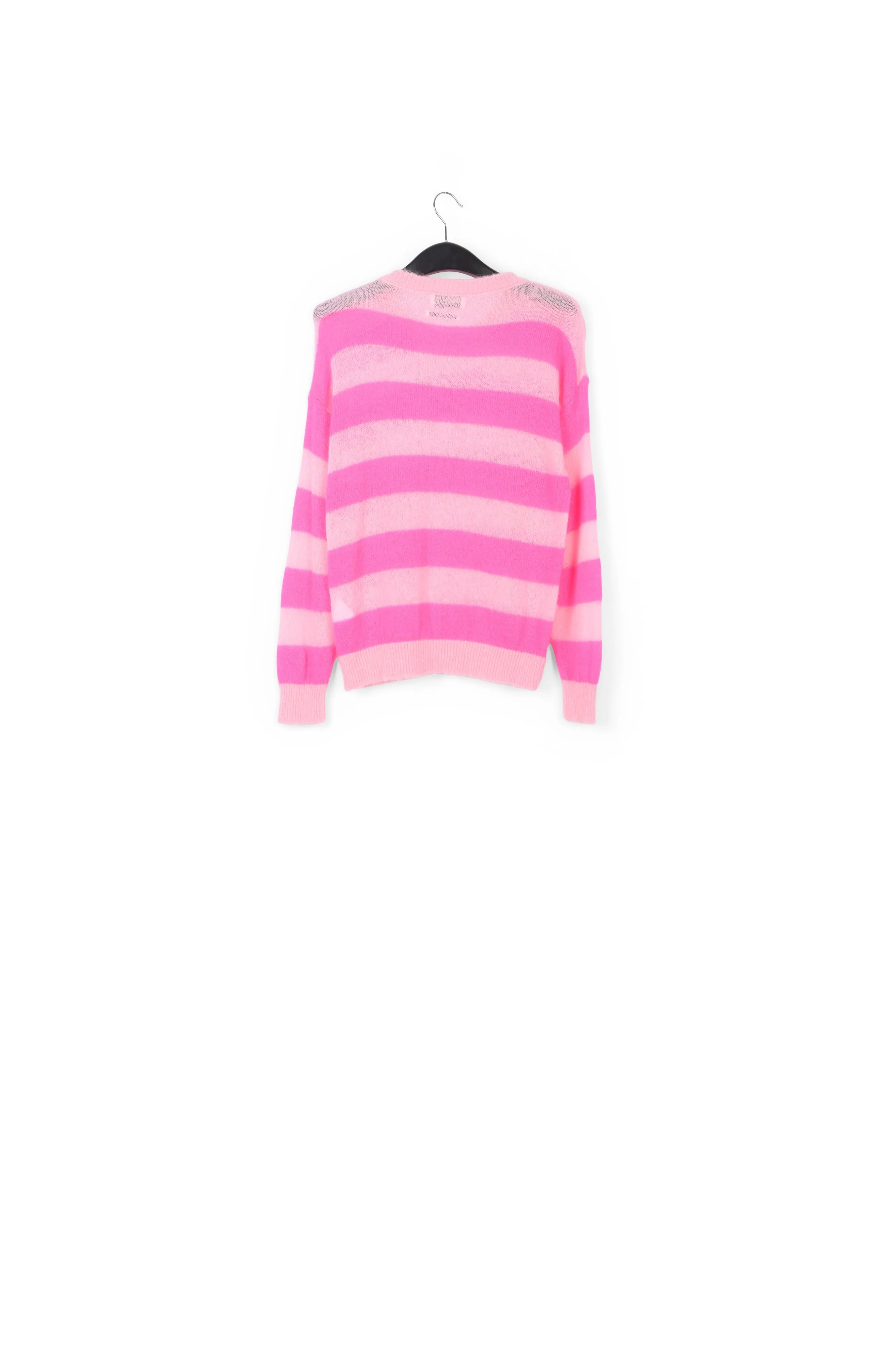Fuchsia and light pink striped light knit sweater