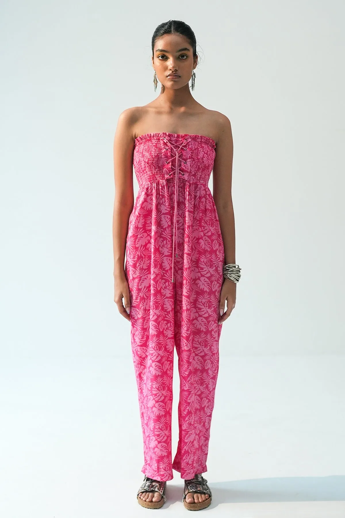 Fuchsia Off-Shoulder Jumpsuit